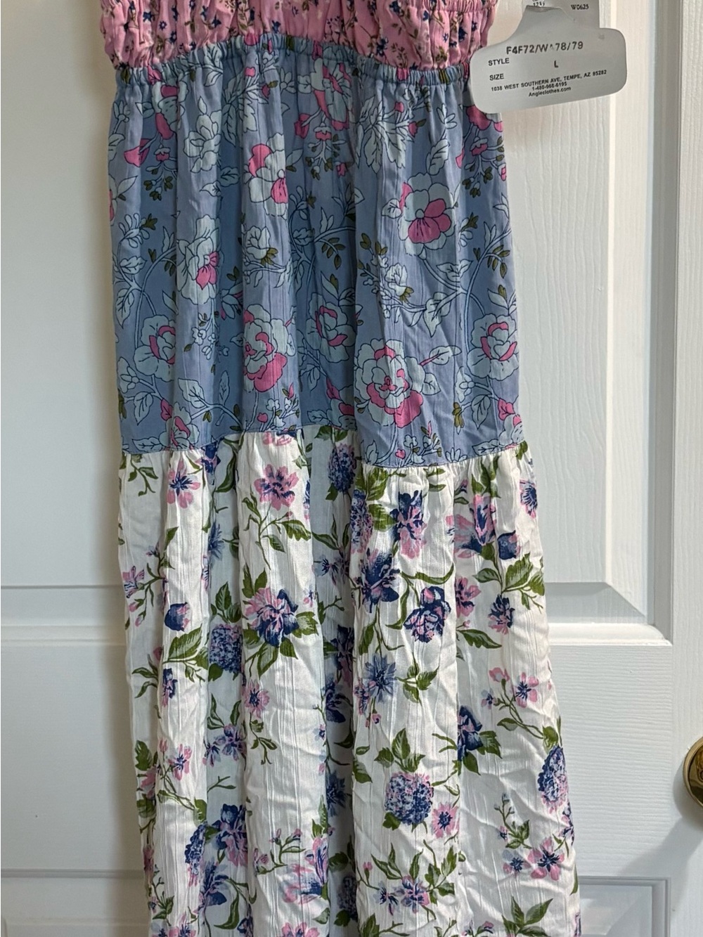 Floral Tiered Maxi Skirt - Pink, Blue & White